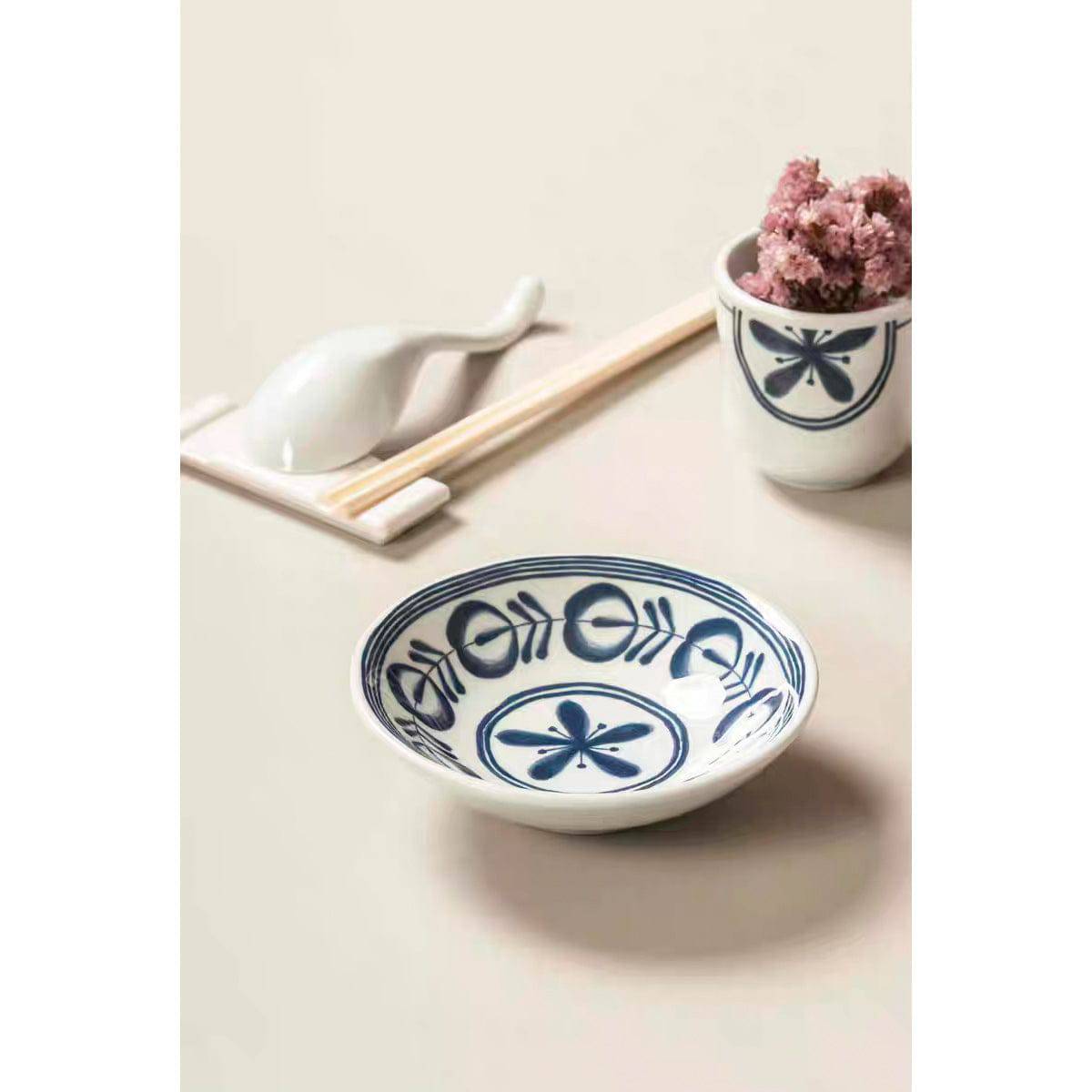 5.75" Melamine Round Plate with Blue Vine Pattern, Modem Blue Series (12149BV) - Chefcoca
