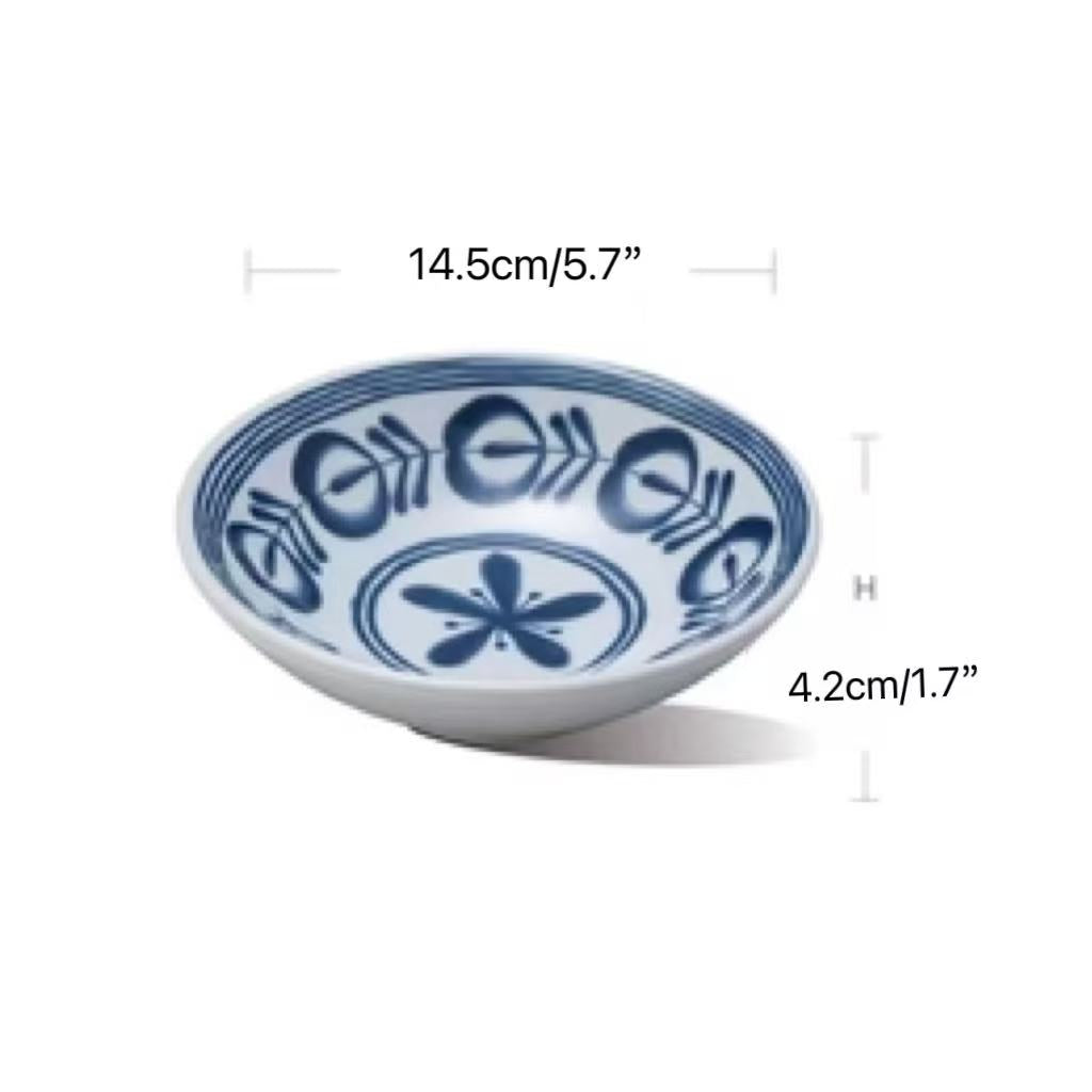 CHEFCO,12149BV, 5.7" Melamine Round Plate with Blue Vine Pattern, Modem Blue Series - Chefcoca
