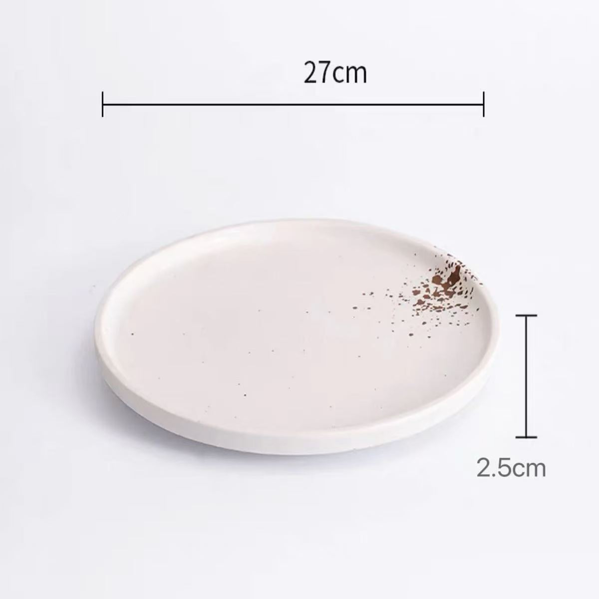CHEFCO, 25-011,White Melamine Spotted Design Plate(Dia27cm/10.6"x H 2.5cm/1“） - Chefcoca