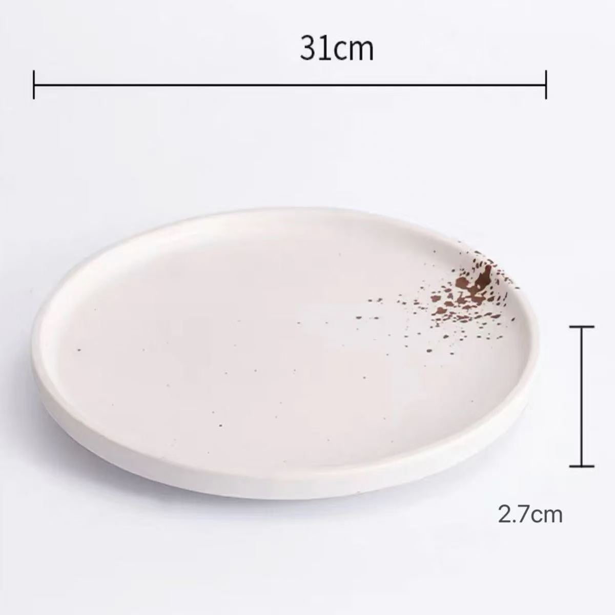CHEFCO, 25-012,White Melamine Spotted Design Plate(Dia31cm/12.2"x H 2.7cm/1.1“） - Chefcoca