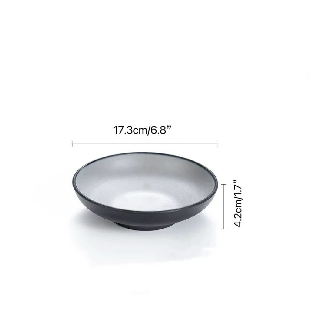 CHEFCO, 25-094, 6.9"Two-Tone Shallow Bowl – Light Grey Interior / Dark Grey Exterior - Chefcoca