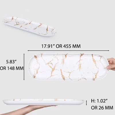 CHEFCO,27-008BJ, Gold Marble Melamine ,18" Oval Plate - Chefcoca
