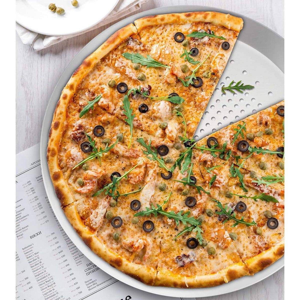 CHEFCO,6024A, 14" Round Bakeware Nonstick Aluminum Alloy Pizza, Fries, Bread Cookies Baking Pan - Chefcoca