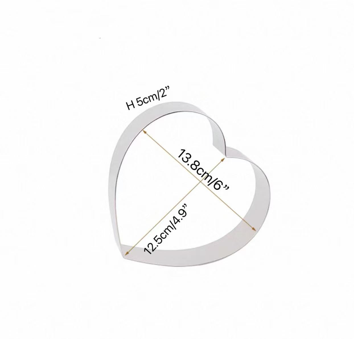 CHEFCO,9852, 6" Stainless Steel Heart shape  Mousse Cake Ring (5cm/2" H)