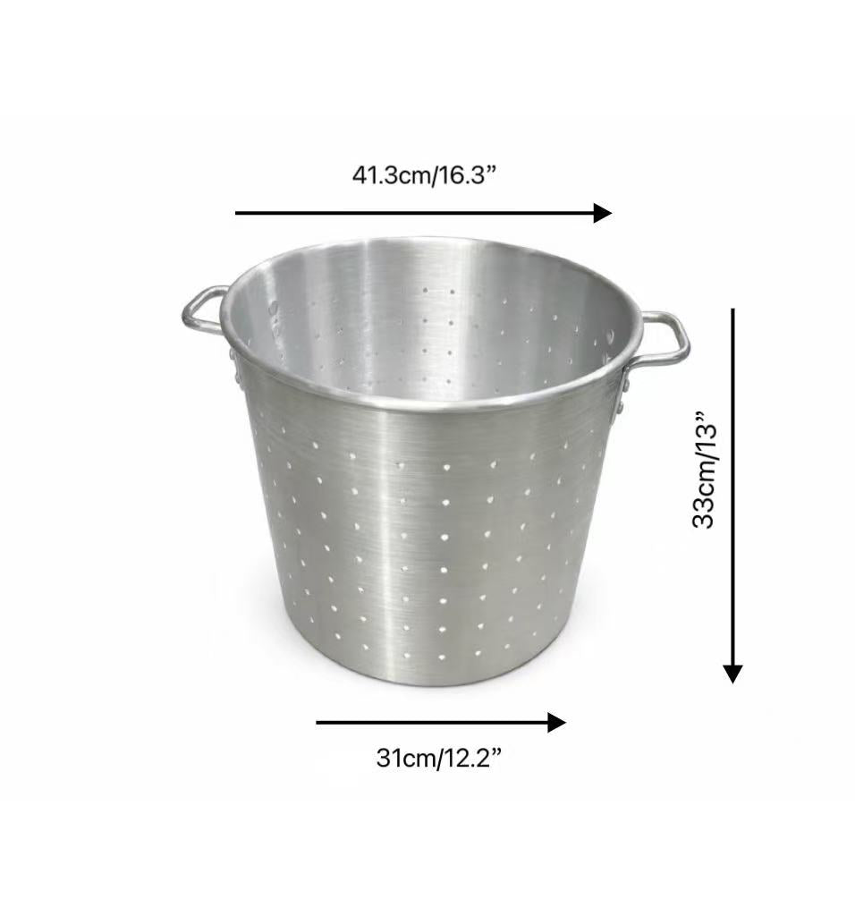CHEFCO,ALB-15, 16.3" Aluminum Stock Pot Steamer Basket with Double Hand - Chefcoca