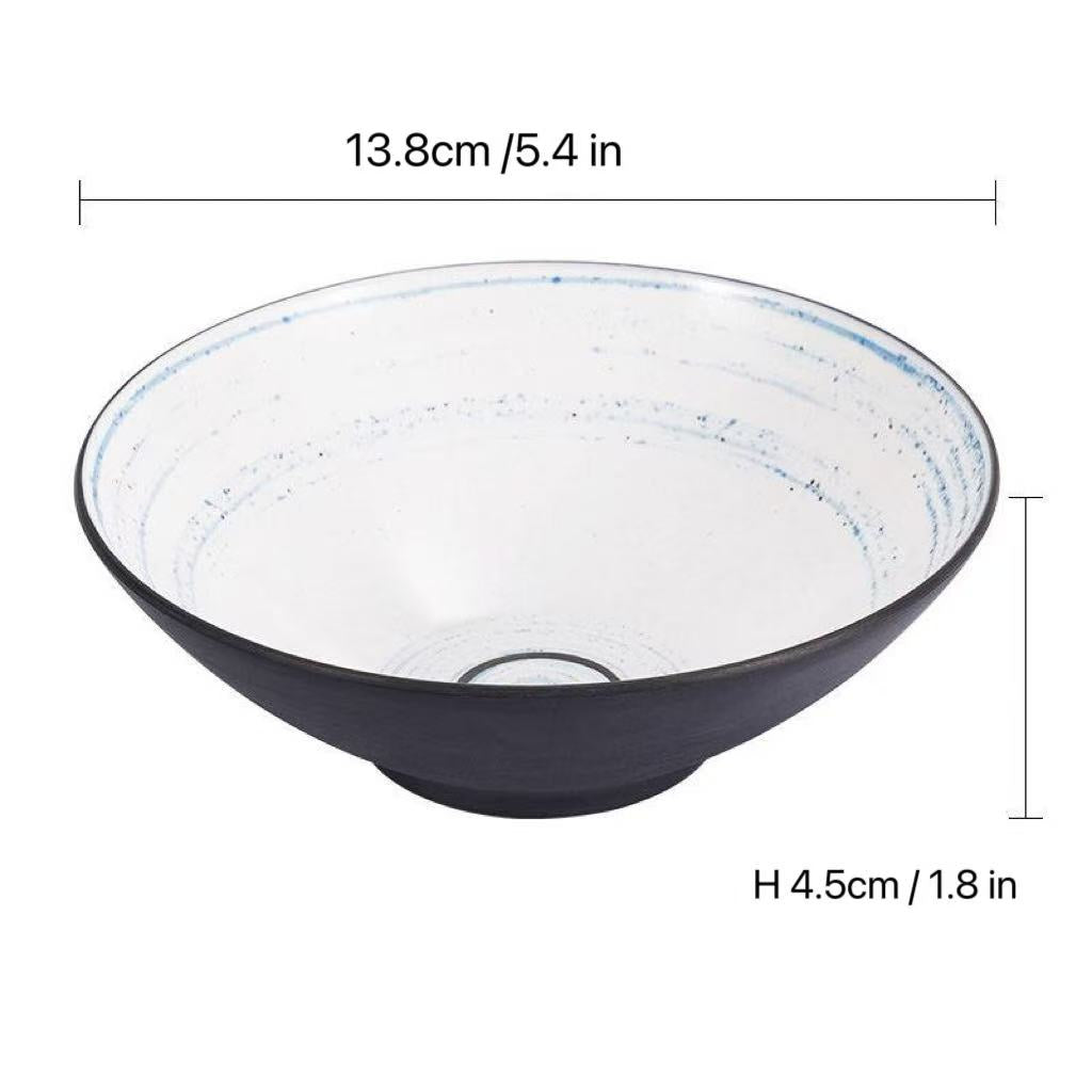 CHEFCO, BT20-043, 5.4" Round Melamine Bowl, Dark grey outer with white inner, Blue Circle inner - Chefcoca