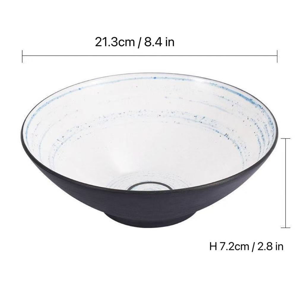 CHEFCO, BT20-046, 8.4" Round Melamine Bowl, Dark grey outer with white inner, Blue Circle inner - Chefcoca