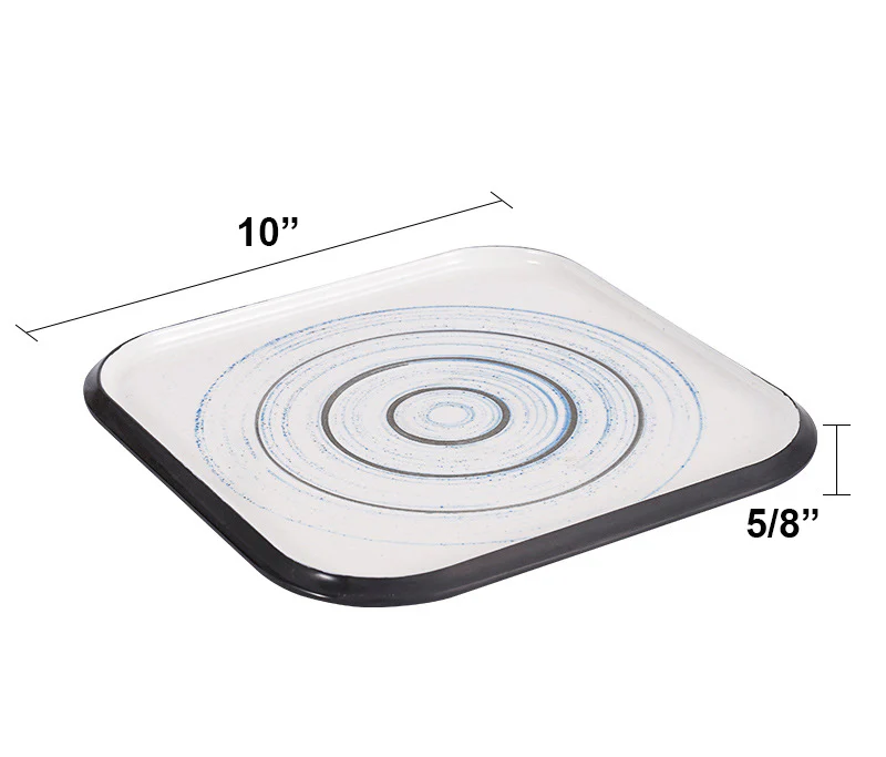 CHEFCO, BT20-109,10" Square Plate with Blue Circle & white inner and dark grey outer - Chefcoca