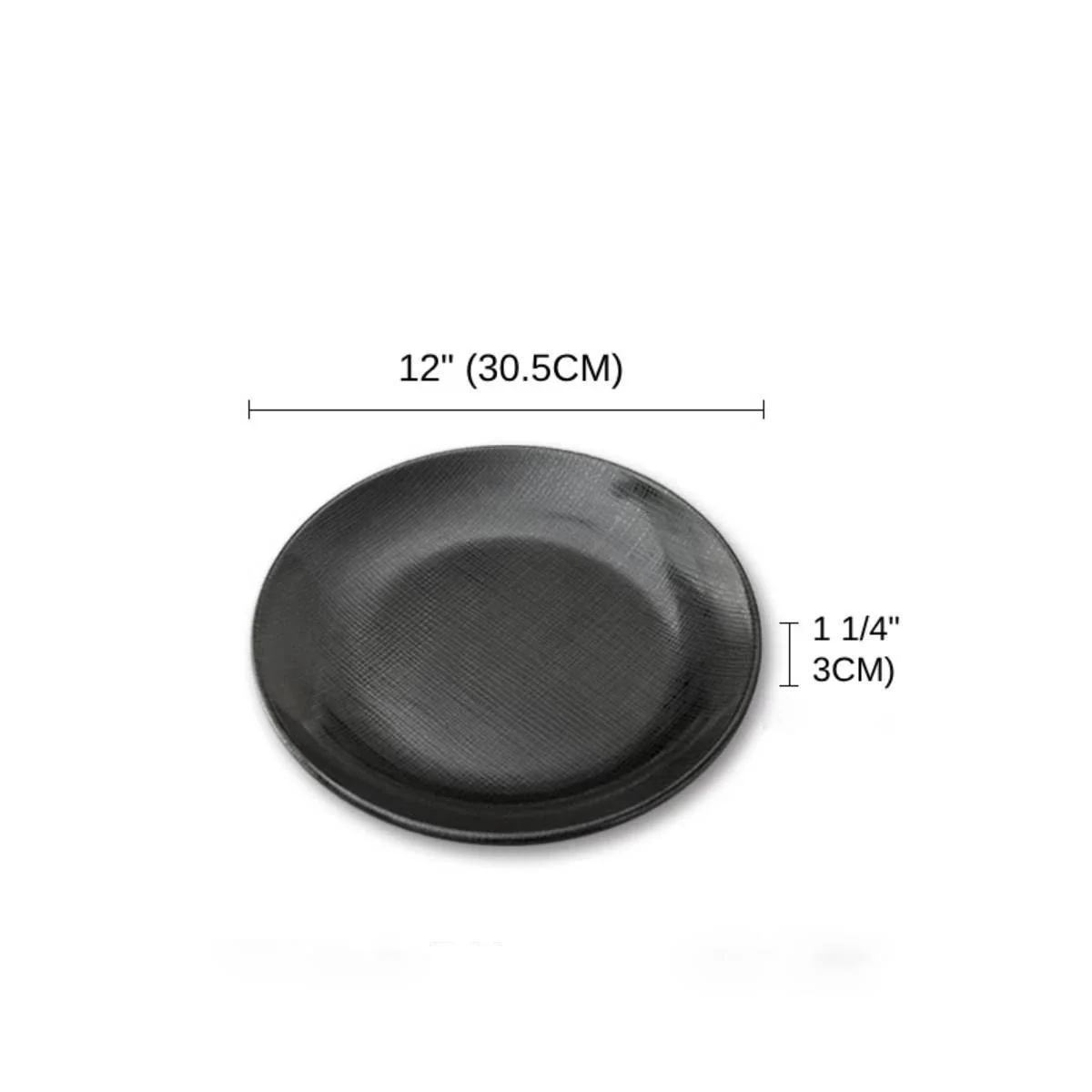 CHEFCO, BW-059, 12" Melamine black Round Plate with Textured Pattern - Chefcoca