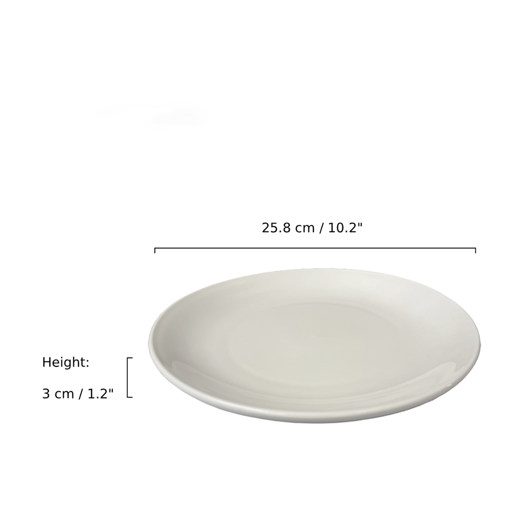 CHEFCO,C210-101N,10.25"  Dia White Ceramic round Coupe Plate- Ceramic, White