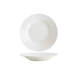 CHEFCO C210-92 9" White Ceramic Round Soup Plate with Rim – Cameo