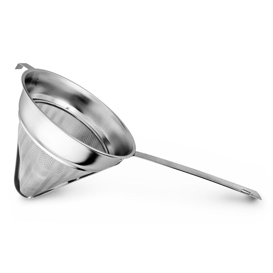 CCB-10R - 中空手柄不锈钢肉汤滤网，超细网眼，加固型 - 10英寸