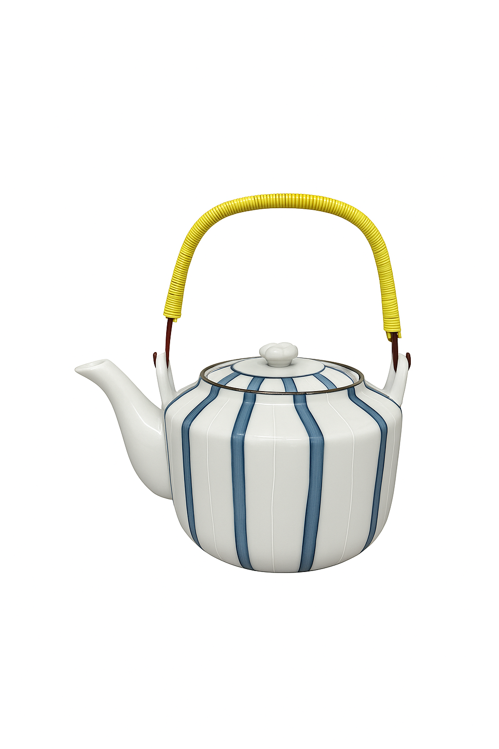 CHEFCO, CPT-10, Ceramic White Tea Pot wiht Blue Stripe Pattern (1900cc)