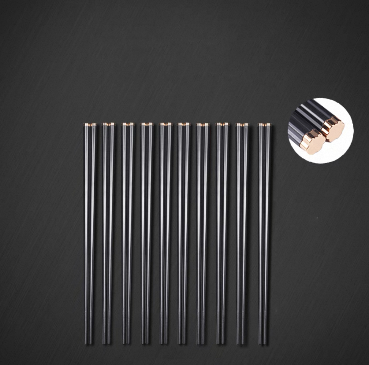 Dingdang Golden Tip Alloy Chopsticks, 10 pairs (CS-CK05J) - Chefcoca