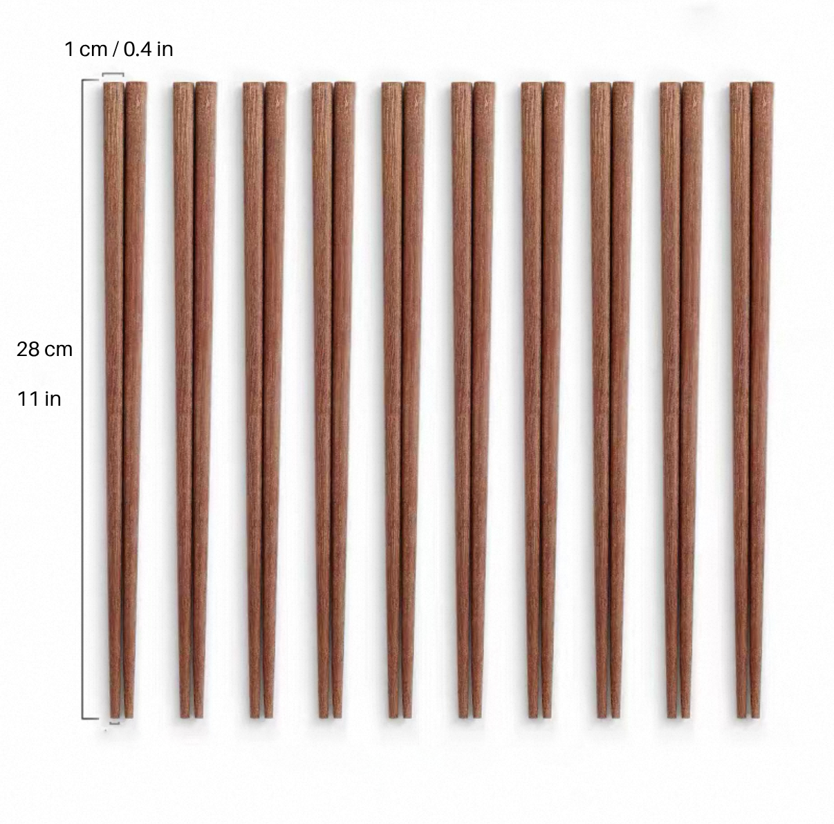 11' Wooden Chopsticks - 10 Pairs (CS-W11) - Chefcoca