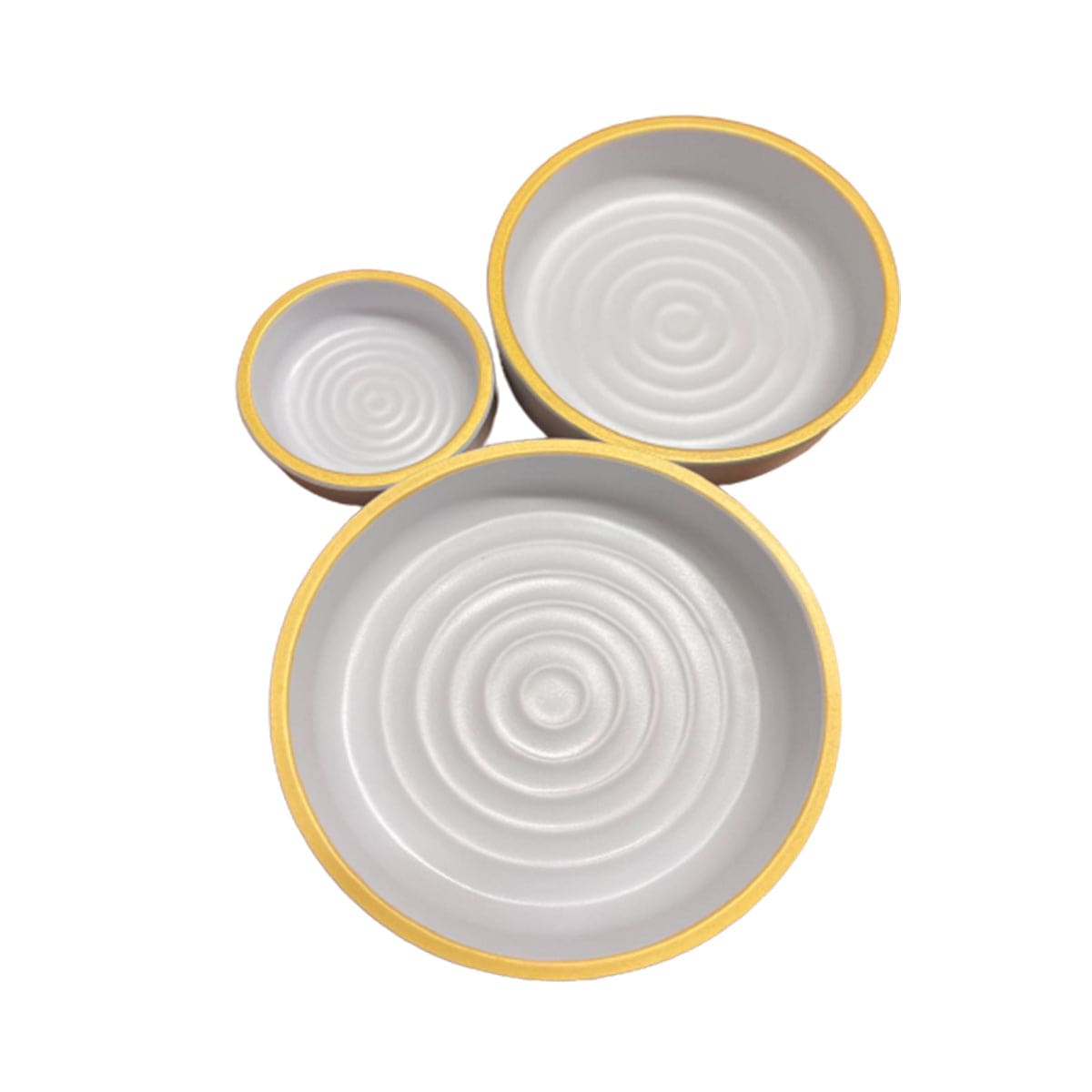 Round Light Grey With Golden border Pattern Korean Style Deep Plate - Chefcoca