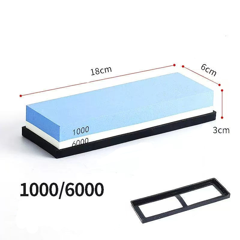 CHEFCO,DMD-1815,Double-Sided Sharpening Stone with Wooden Based (1000/6000 Grit) - Chefcoca