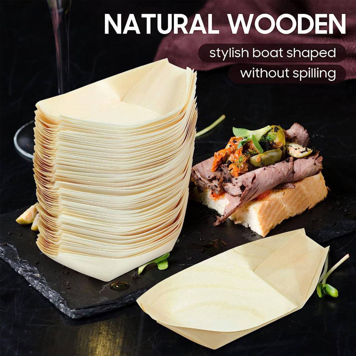 CHEFCO,DPB-4,Disposable Pine Serving Boat(4"100pcs)