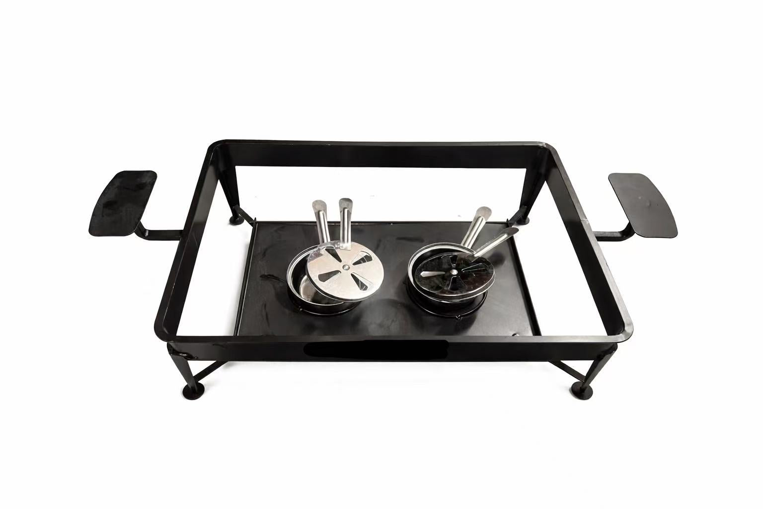 CHEFCO,FP-1711,Grilled Fish Platter with 2 Units,Grilled Fish Platter with 2 Units – 17.3" x 11.5" Cast Iron Serving Tray with Stand - Chefcoca