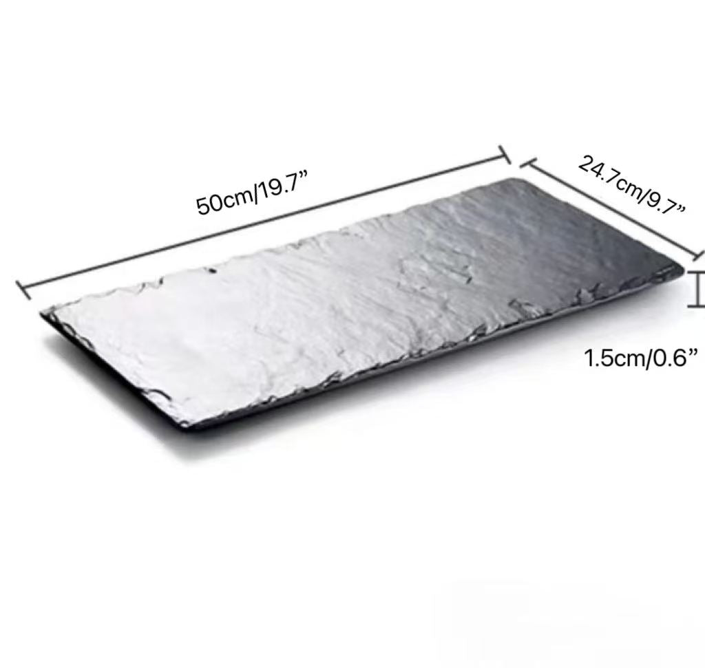 CHEFCO, G416910,Matte Black Melamine Slab Plate( L 50cm/19.7" x W24.7cm/9.7" x H 1.5cm/0.6") - Chefcoca