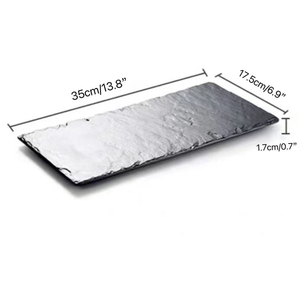 CHEFCO, G416911,Matte Black Melamine Slab Plate( L 35cm/13.8" x W17.5cm/6.9" x H 1.7cm/0.7") - Chefcoca