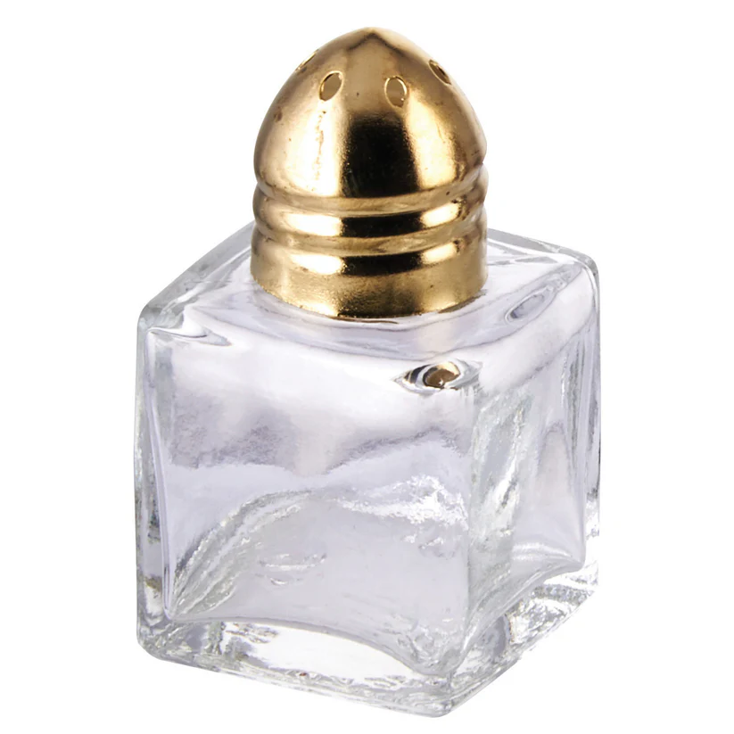 CHEFCO,GL-101,Brass & Glass 0.5oz Square Shaker - Chefcoca