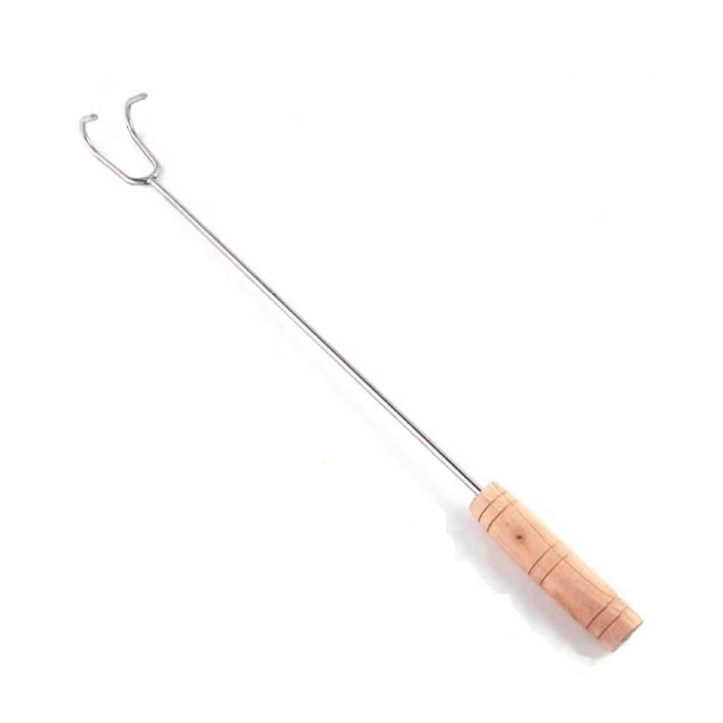 CHEFCO,HWH-19, Long 19.5" Barbecue Stainless Steel Hook with Wooden Handle - Chefcoca