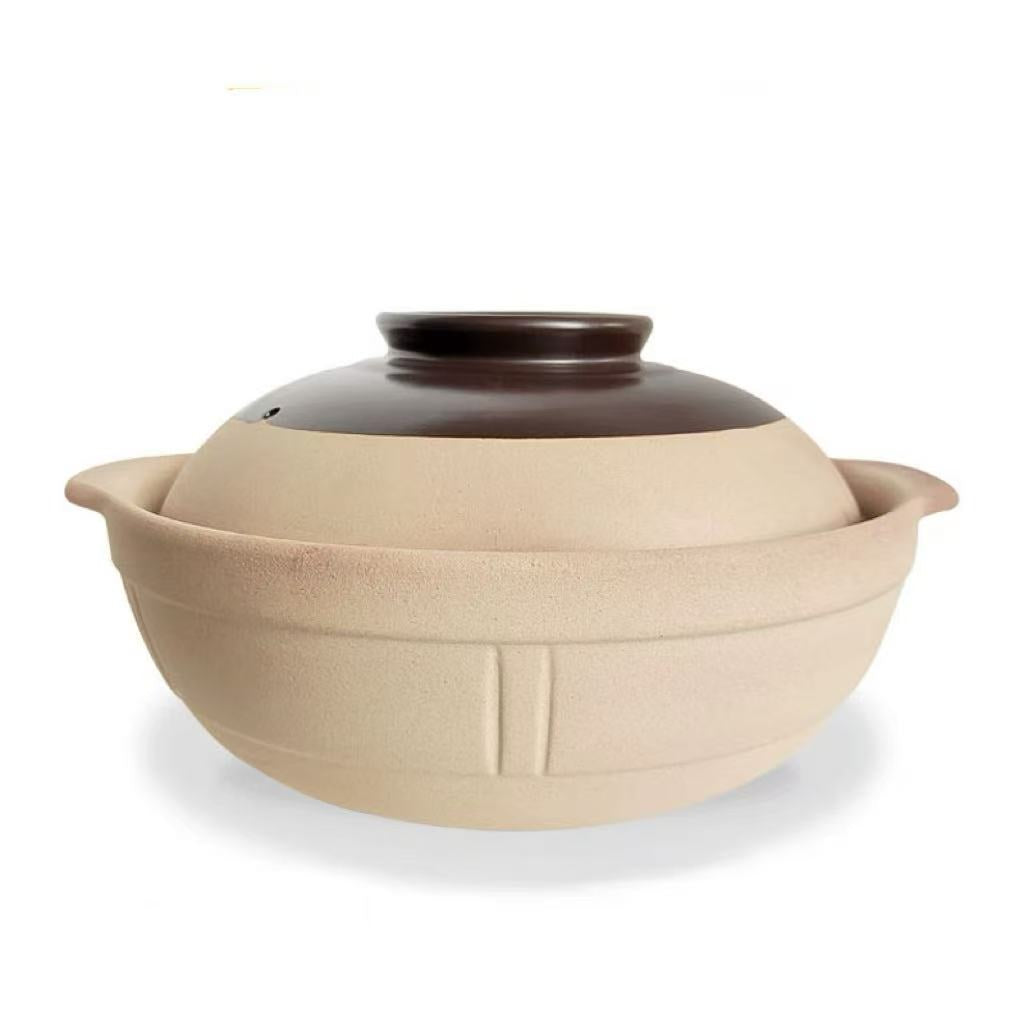 CHEFCO,J1132, Ceramic Brown Clay Braising and Casserole Shoal Pot with Lid (32cm/12.6"Dia ) - Chefcoca