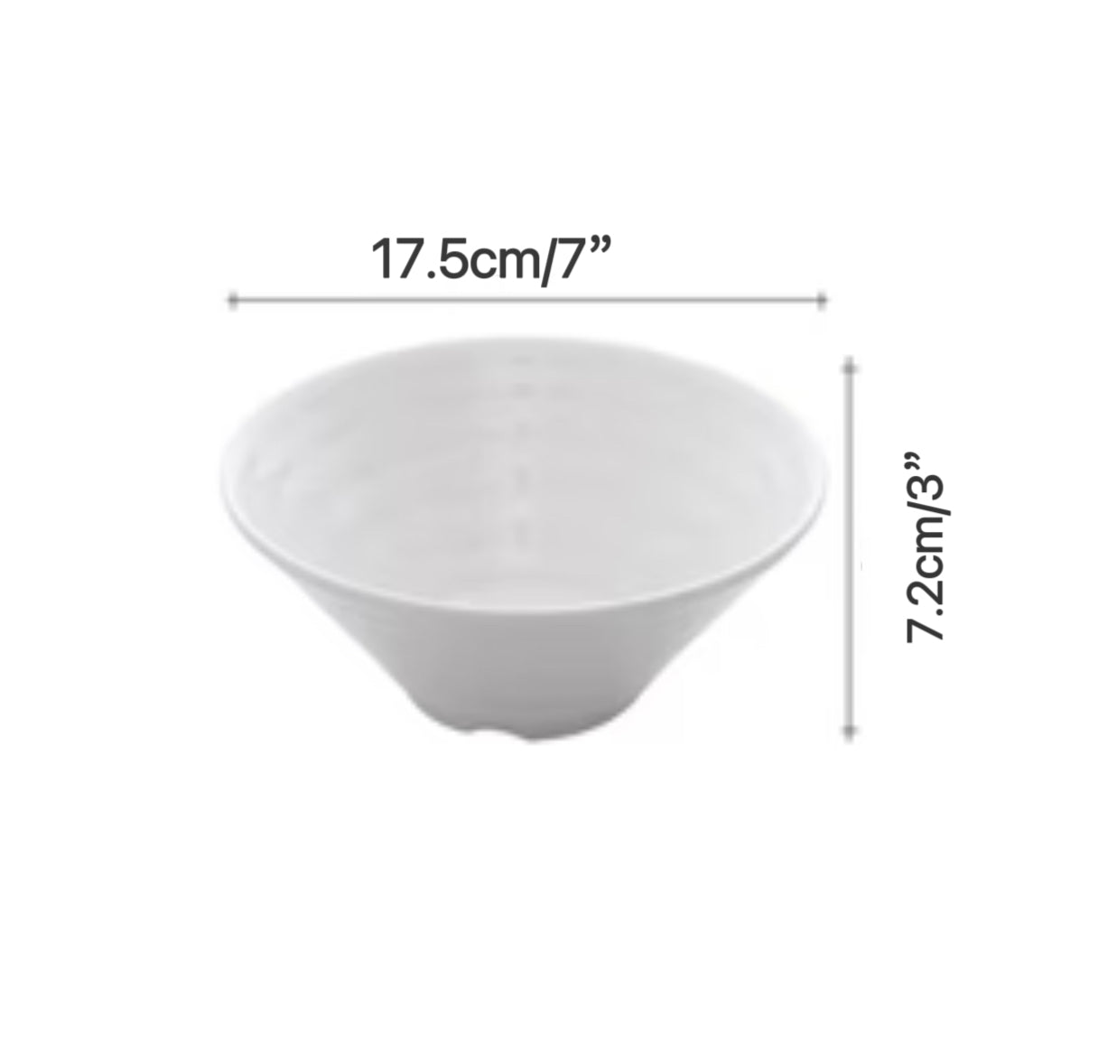 CHEFCO, J236573,Melamine White Noodle Bowl with Minimalistic Lines - Chefcoca