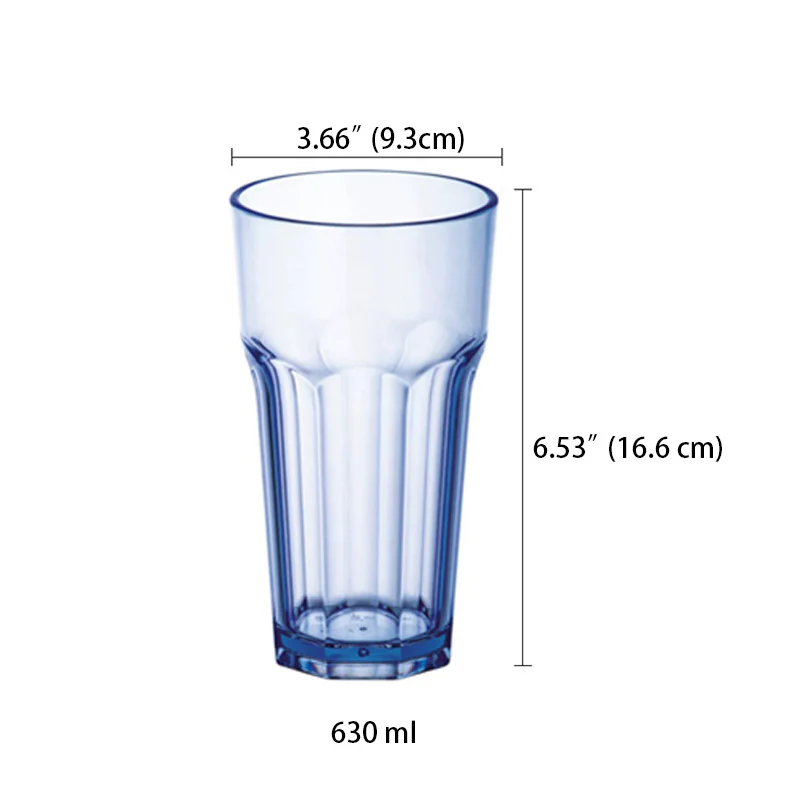 CHEFCO,JB-8570P,Polycarbonate Etched Water Glass/Tumbler, Blue (630ml/21.3oz) - Chefcoca