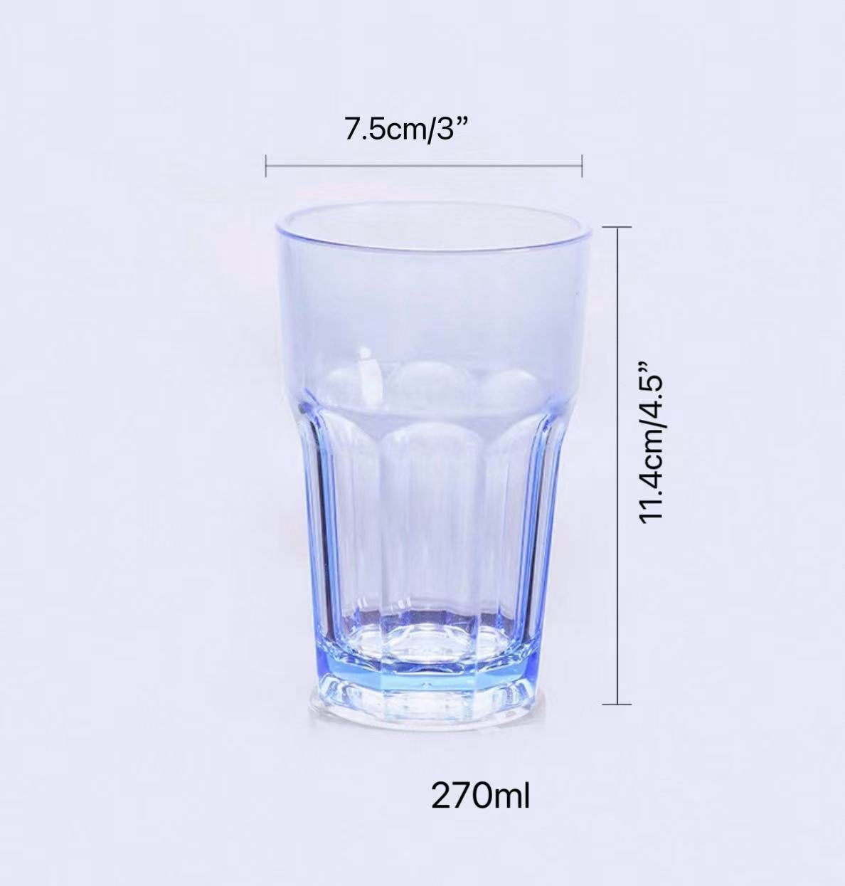 CHEFCO,JB-8574P,Polycarbonate Etched Water Glass/Tumbler, Blue (270ml/9oz) - Chefcoca