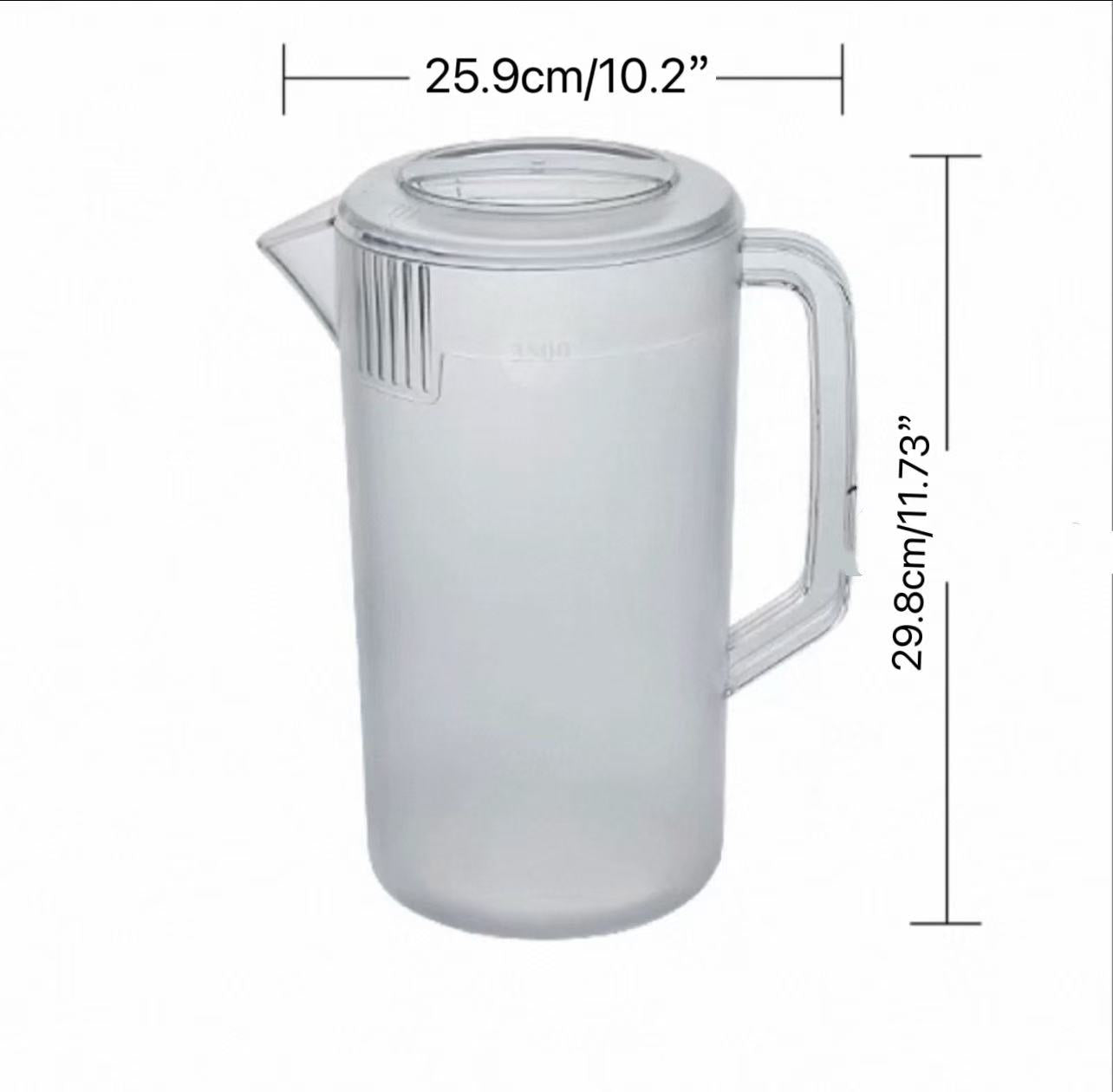 Pichet à eau et à boissons en polycarbonate transparent avec couvercle (2,4 à 5 L)