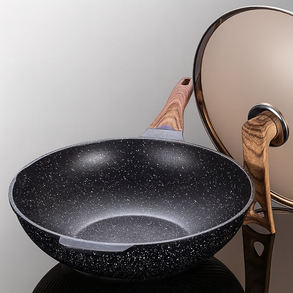 CHEFCO ,JHW-34 ,34cm Induction-Ready Fine Aluminum Fry Wok, Lightweight & Efficient Heating