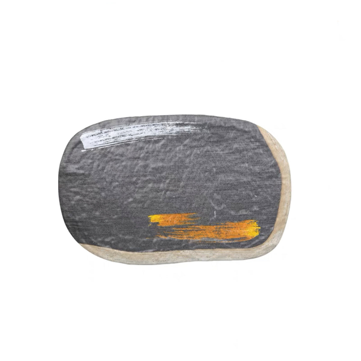 CHEFCO, JM169164, 12" Melamine Black Oval Plate with White & Golden Pattern - Chefcoca