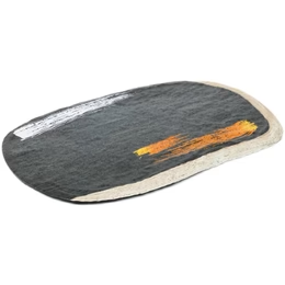 CHEFCO, JM169165, 14" Melamine Black Oval Plate with White & Golden Pattern - Chefcoca