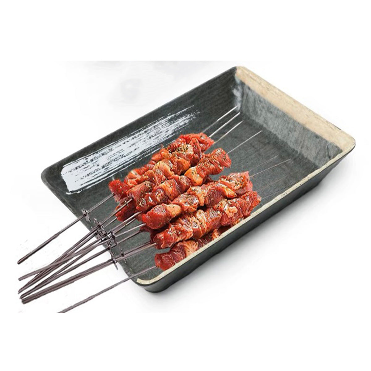 Melamine Black Rectangular Deep Plate with white & golden pattern (JM169213,JM169214) - Chefcoca