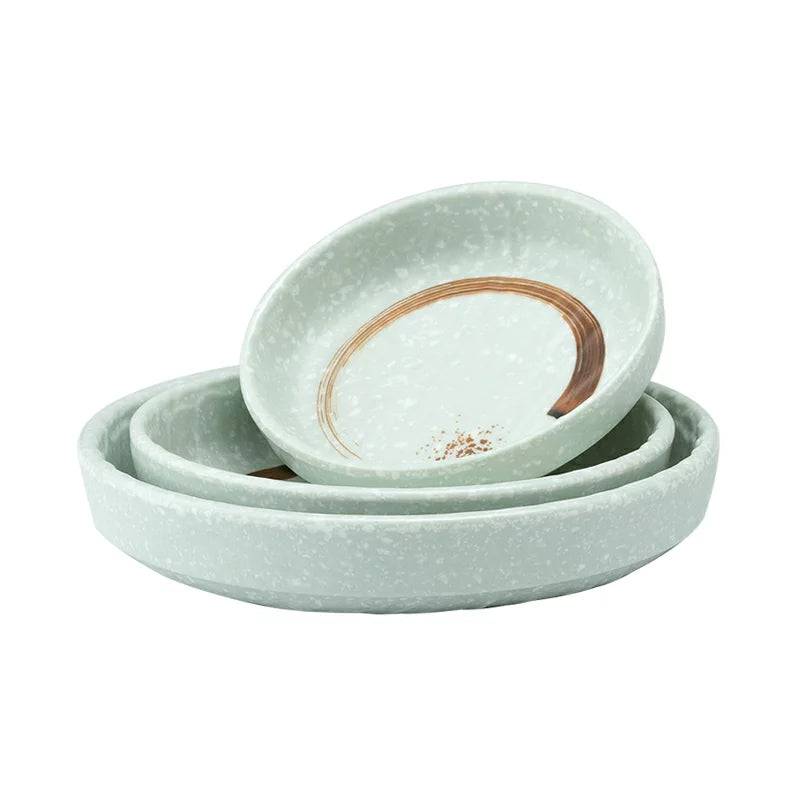 CHEFCO, JM16988LG,6.5" Melamine Light Green deep plate with golden pattern - Chefcoca