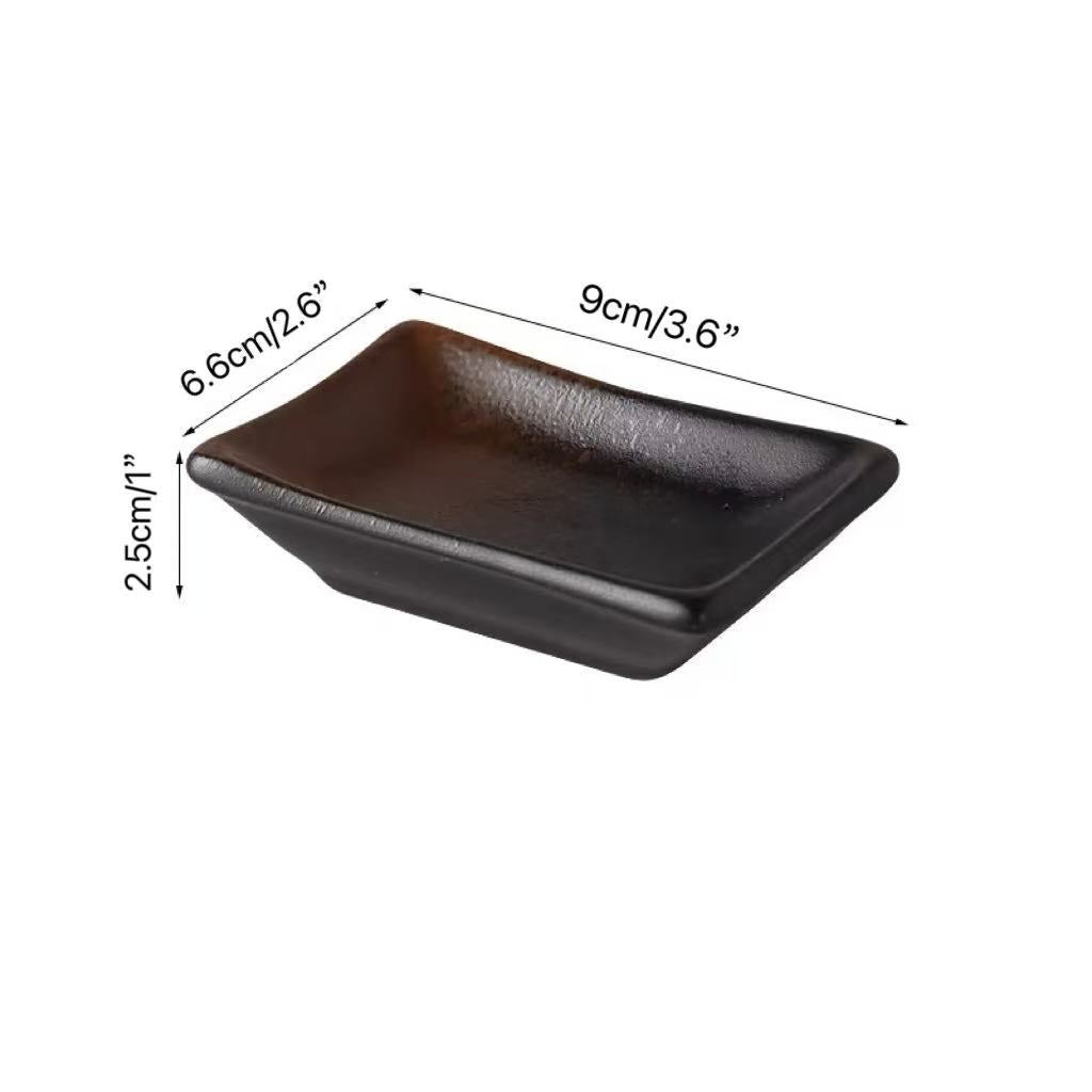 CHEFCO, JMT-57DB, 3.7"Melamine Dark Brown Soy Sauce Dish with Golden Dots - Chefcoca