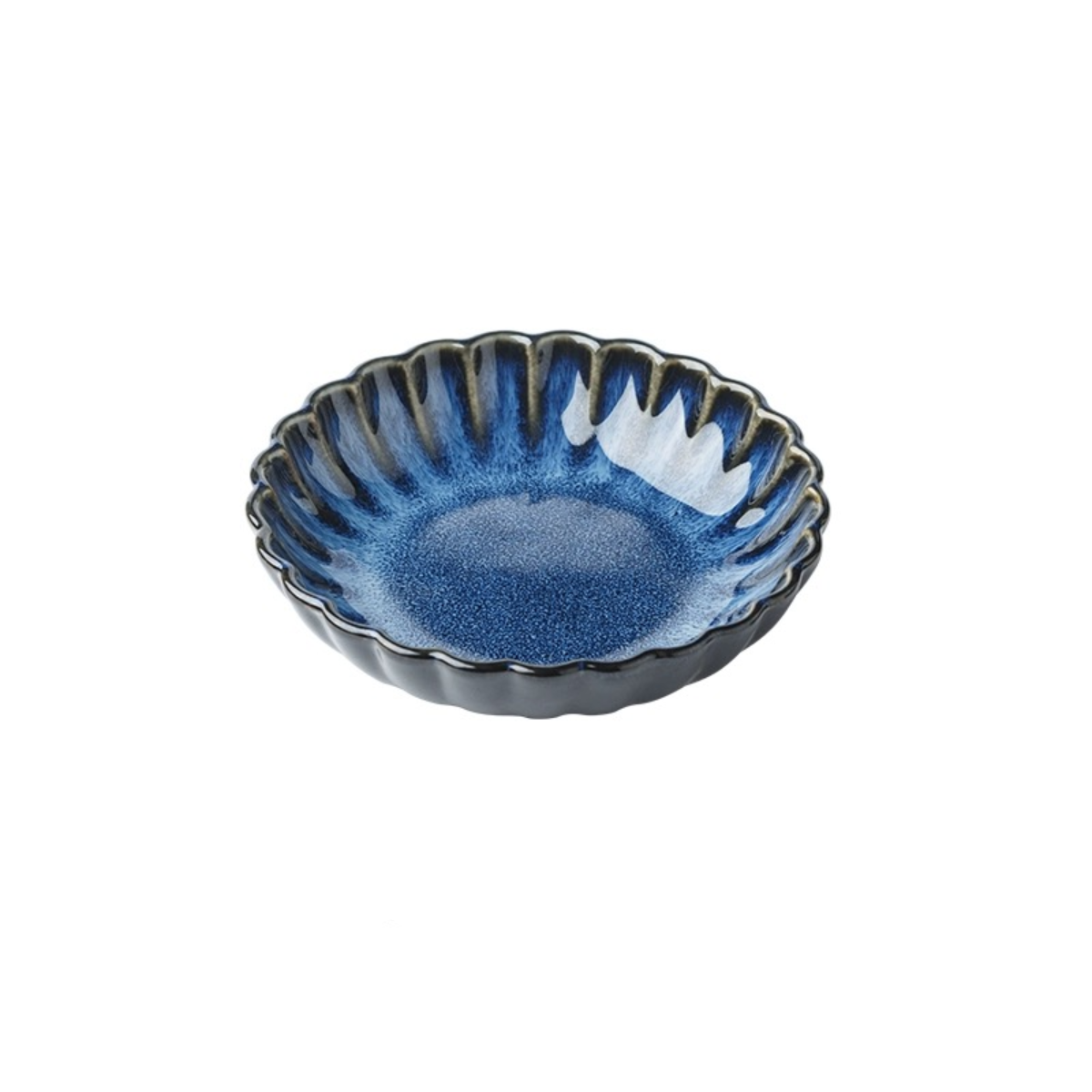 CHEFCO,JS1003,4" Ceramic Dark Blue Round Flower Shape Small Dish - Chefcoca