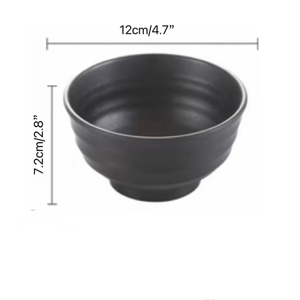 CHEFCO,JW1105/MS512, 4.7"/12cm Black Melamine Screw Thread Deep Bowl - Chefcoca