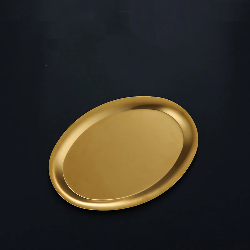 CHEFCO,KOP-2015G,Golden Stainless Steel Oval Plate with Rim, 20cmx14.5cm - Chefcoca