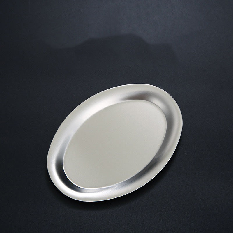 CHEFCO,KOP-2015S,Sliver Stainless Steel Oval Plate with Rim, 20cmx14.5cm - Chefcoca