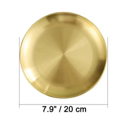 Assiette ronde en acier inoxydable doré avec rebord