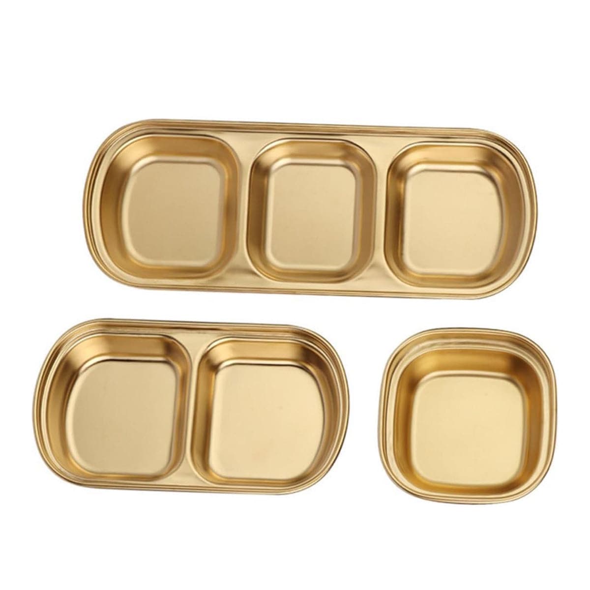 CHEFCO,KSD-3G,Stainless steel Korean-style Sauce Dish-Golden(3 Compartment/90G) - Chefcoca