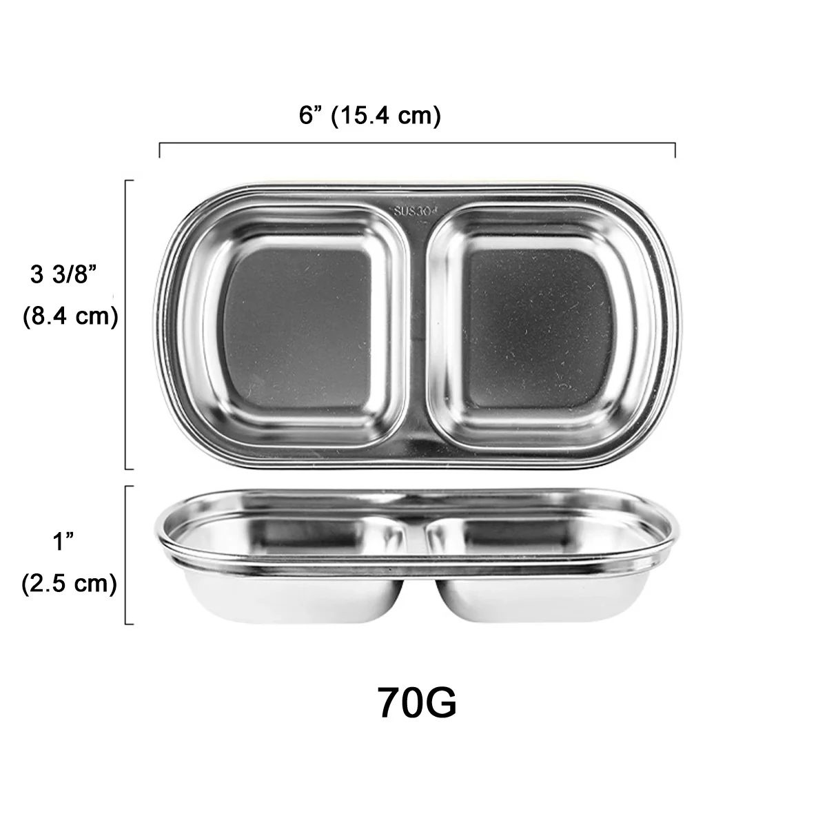 CHEFCO,KSD-2,Stainless steel Korean-style Sauce Dish-Silver(2 Compartment/70G) - Chefcoca