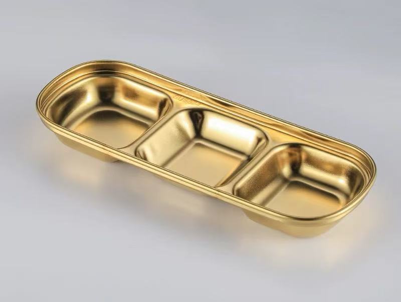 CHEFCO,KSD-3G,Stainless steel Korean-style Sauce Dish-Golden(3 Compartment/90G) - Chefcoca