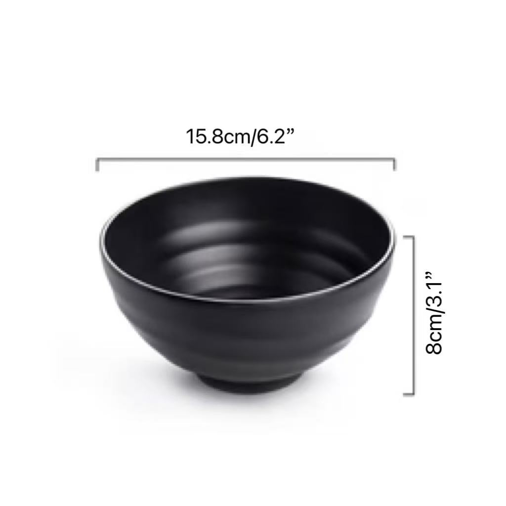 CHEFCO, LBW065S,  6.2"/15.8cm Black Threaded Lines Deep Melamine Bowl - Chefcoca