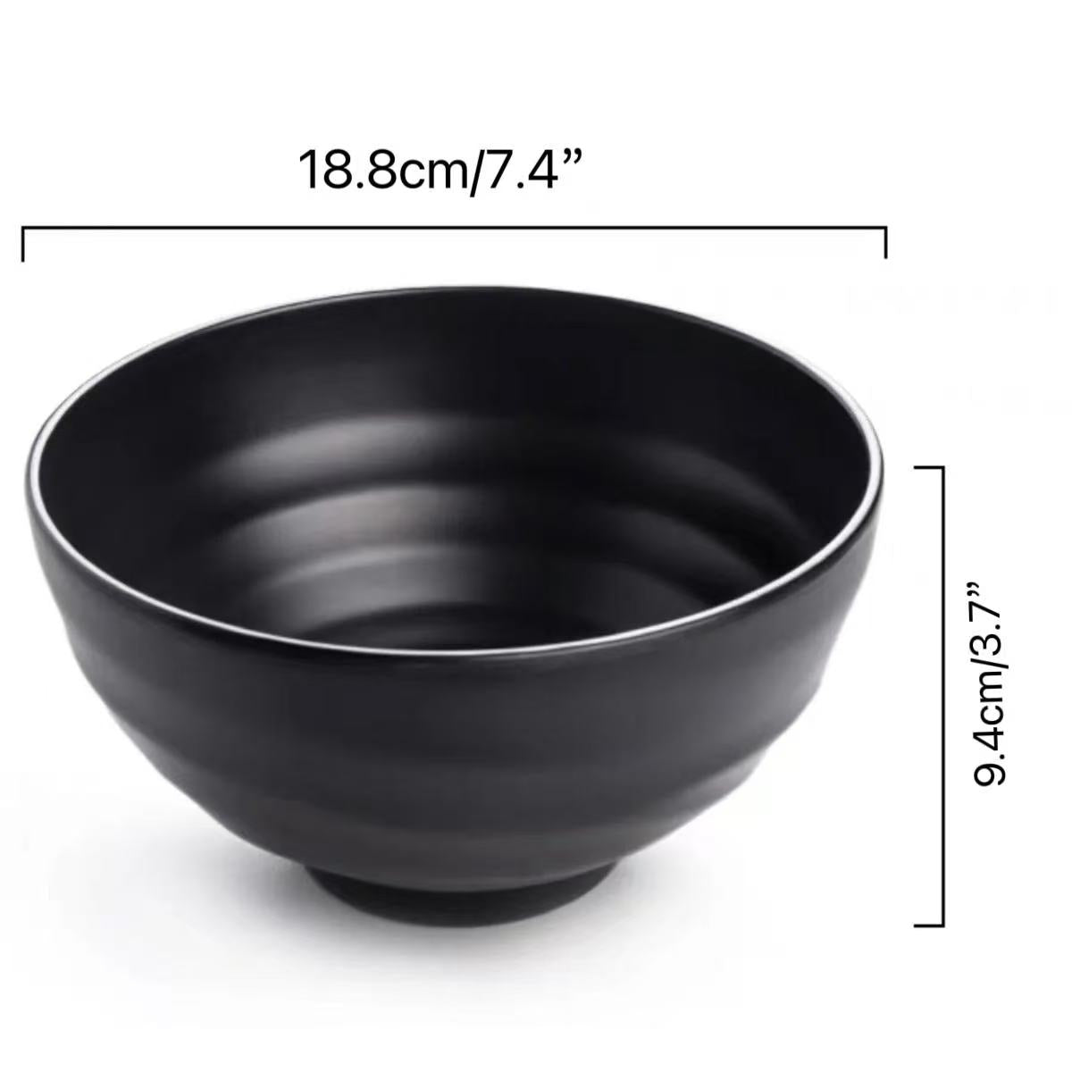 CHEFCO, LBW075S/H2008,  7.4"/18.8cm Black Threaded Lines Deep Melamine Bowl - Chefcoca
