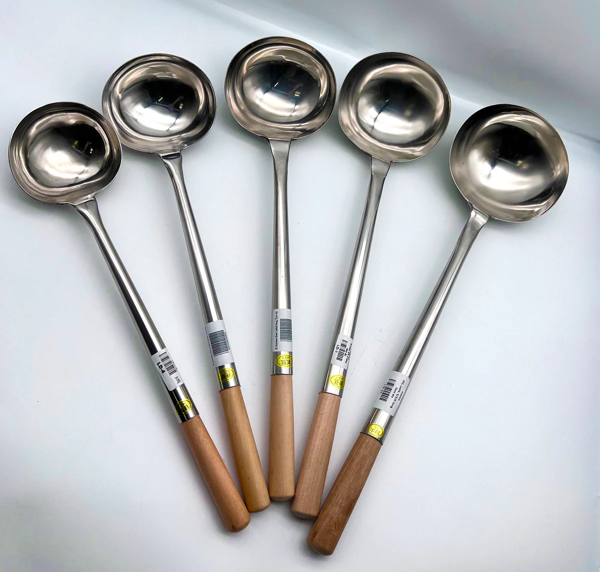 CHEFCO,LD-2,#2 Stainless Steel Ladle with Wooden Handle ,6 liang ,12cm dia - Chefcoca