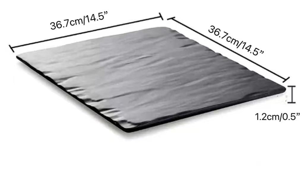 CHEFCO, M418091B, Black Matte Square Melamine Flat Plate( L36.7cm/14.5"x W36.7cm/14.5" x H 1.2cm/0.5") - Chefcoca